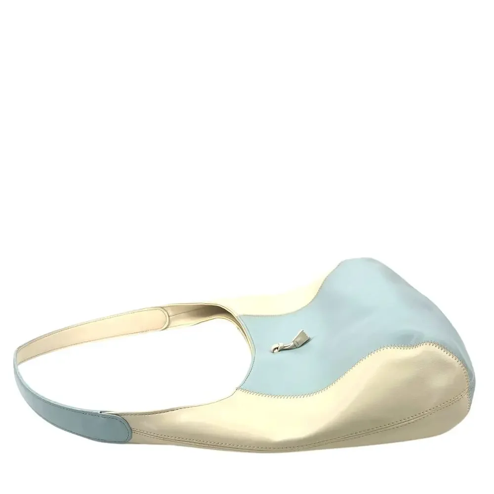 VINTAGE Y2K Jones New York Light Blue Cream Hobo-Style Shoulder Bag Purse